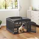 DUMOS Plastic Dog Playpen, 24 Inch 4 Panels Small Pet Fence Play Pen | Foldable, Indoor Outdoor Portable Exercise Playpen with Door, RV Camping, Puppy Small Medium Dog, Black