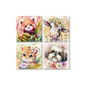 Set of 12 Paint - By - Numbers Canvases with Cute Pastel Animal and Cocktail Designs