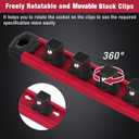 WORKPRO Magnetic Socket Organizer, 1/4-Inch Drive Aluminum Alloy Socket Rail, Heavy Duty Socket Holder, Socket Rack Kit 1/4-Inch x 12 Clips (Red)