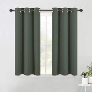 NICETOWN Short Blackout Curtains Noise Reducing, Thermal Insulated and Privacy Room Darkening Drape Panels for Boy's Guest Room Door Small Short Window (Dark Mallard, 2 Panels, W42 x L45 -Inch)