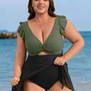 Charmo Ruffle Ribbed Plus Size Swimdress for Women One Piece Swimsuit High Waisted Tummy Control Bathing Suit 2026, Size: 2X
