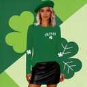 St Patricks Day Shirt for Women Lucky Shamrock T-Shirt Long Sleeve Irish Clover Heart Tee Top (Large, Green3)