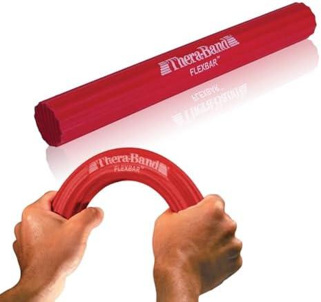 THERABAND FlexBar, Tennis Elbow Therapy Bar, Relieve Tendonitis Pain & Improve Grip Strength, Resistance Bar for Golfers Elbow & Tendinitis, Red, Light, Beginner