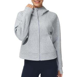 THE GYM PEOPLE Women's Full-Zip Up Hoodies Jacket Fleece Workout Crop Tops Sweatshirts with Pockets Thumb Hole (S)