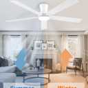 60 Inch White Flush Mount Ceiling Fans with Lights, 3CCT Dimmable LED, 6-Speed Remote Control, Reversible Motor,Quiet Low Profile Energy-Efficient for Bedroom & Living Room,ETL Listed