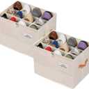 Shoe Organizer for Closet, Foldable Shoe Box Storage Containers with Clear Cover, Smooth Zipper, Reinforced Handles and Bottom Support, Space Saving Shoes Holder, Beige (2, Small)