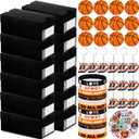 12 Sets Mini Sneaker Boxes for Party Favors Small Gift Case Mini Shoe Gifts Boxes with Editable Label Keychains Small Ball Bracelets Stickers for Sport Basketball Party Supplies(Black)
