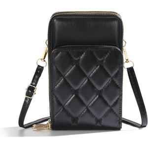 Richeart Crossbody Bags for Women - Triple Compartment Shoulder Small Purse with Adjustable Strap Phone Wallet (Black)