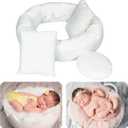 4PC Newborn Photography Props Baby Posing Aid Pillow Beans Bag 1pc Donut +3 pcs Posing Pillow Photograph Shoot Set for 0-3 Months Baby White