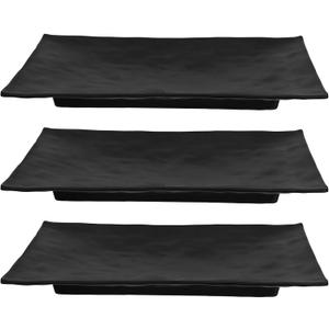 Kichvoe 3pcs Sushi Plates: Japanese Style Rectangle Sashimi Serving Tray Melamine Dinner Dish Dessert Plate Food Dish for Appetizers Snacks Cake Meat Black Sushi Making Kit