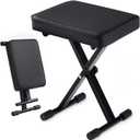 Adjustable Piano Bench, Waterproof Synthetic Leather Padded Stool, X-Style Piano Stool with 2.4 inch Thicken Soft Cushion, Keyboard Bench for Keyboards Piano Guitar, 9.1"x12.2"x20" Black