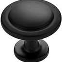 Ravinte 30 Pack 1-1/4 inch Matte Black Zinc Euro-Style Cabinet Knobs, Drawer Pulls & Door Handles