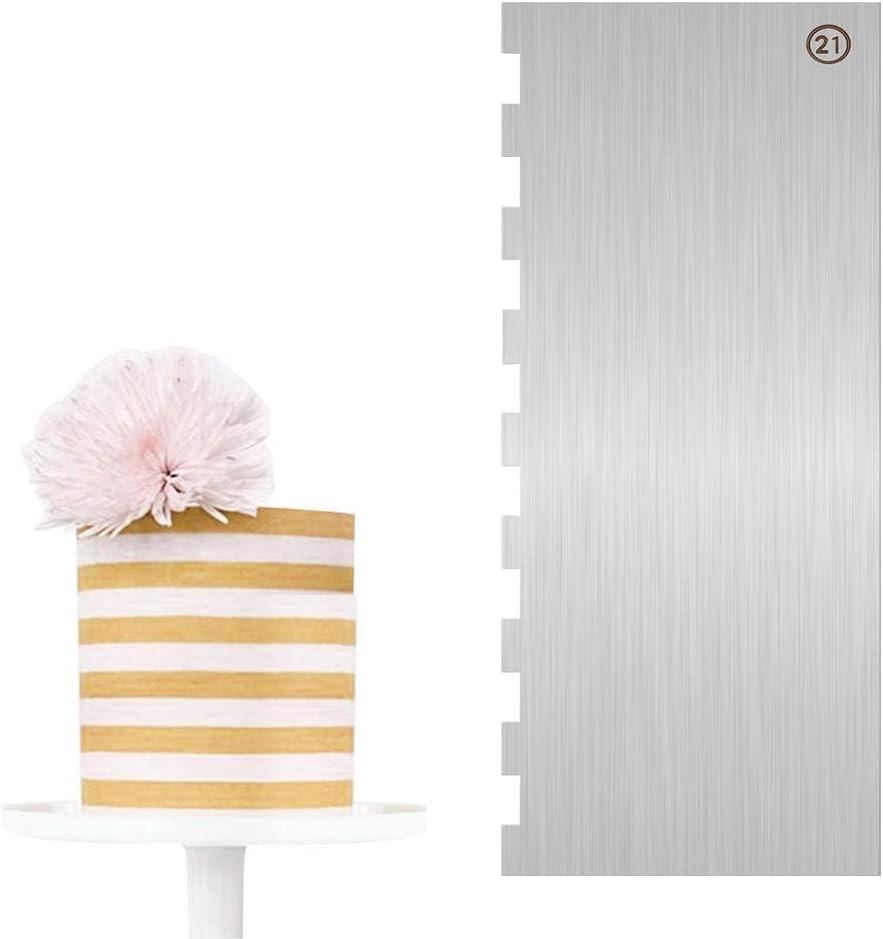 Cake Scraper Smoother Cake Decorating Supplies Kit 9 Inch Metal Bench Scraper for Baking Buttercream Smoother for Cakes Stainless Steel Frosting Cake Comb Edge Side Jagged Comb for Cream Cake (CS-21)