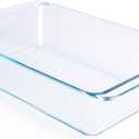 Deep Clear Glass Baking Dish, Rectangular Tempered Glass Baking Pan, The Largest casserole dish. -5.4 Liter