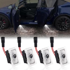Door Lights Logo Projector, Puddle Lights Compatible with Model Y/3/X/S Accessories, Ultra-Bright LED Welcome Lights Ghost Shadow Light Door Projector Lights, Plug & Play(4 Pack)