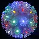 Christmas Lighted Ball 7" Outdoor Hanging Sphere Lights Orb 100 LED Multicolor Starlight Sphere for Tree, Porch, Gazebo, Bedroom Decorations (Green Wire- Multicolor)