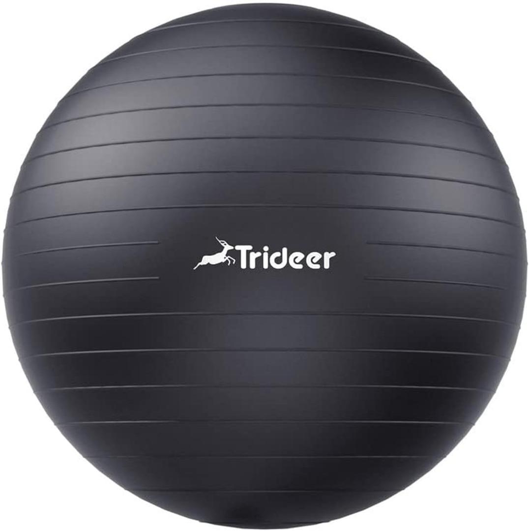 Trideer Yoga Ball Exercise Ball for Working Out, 5 Sizes Gym Ball, Birthing Ball for Pregnancy, Swiss Ball for Physical Therapy, Balance, Stability, Fitness, Office Ball Chair, Quick Pump Included (M(19-22ines/48-55cm), Black)