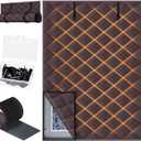 2 Pcs 63 x 39 Inches Window Insulation Curtain Kit Winter Thermal Window Cover with Fastener Oxford Cloth 2 Layer Thick Cotton Filled Loop Strips Insulation Kit for Keeping Warm (Brown)