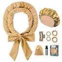 Gwabee 70" Soft Hair Curlers for Overnight Curls - No Heat Curl Wrap with 9 Rods for Long Hair, Khaki