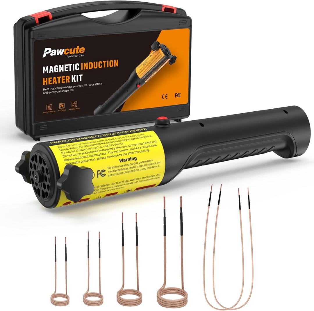 Induction Heater 1200W for Bolt Removal, Magnetic Heating Tool with 6 Coils, Handheld Heat Tool for Rusty Nuts and Bolts,Yellow