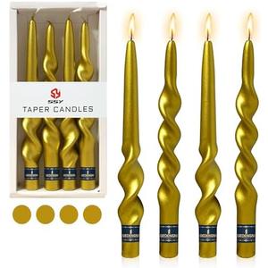 Gedengni Gold Candlesticks Long Taper Candle,10inches Golden Candle Sticks Dripless Tapered Candles for Home Dinner Party Weddings Festive Holiday(1-23D4P-Gold)