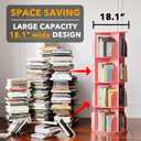 SpaceAid 4 Tier Rotating Bookshelf Tower, Spinning Bookcase Lazy Susan, Revolving 360 Book Shelf Storage Round Carousel, Vertical Rotate Turning Spiral Corner Organizer, Pink, 4 Tier, 50" H