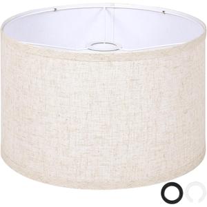 OUTON Beige Large Drum Lamp Shades for Floor Lamps, 16" Top x16" Bottom x 9" High, Easy to Assemble, Replacement Linen Lampshades for Table Lamps & Bedside Lamps (1.65" Spider)