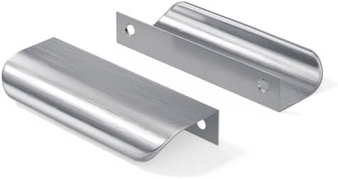 goldenwarm 10 Pack 3 Inch Finger Pulls Brushed Nickel Handles for Cabinets Silver Dresser Pulls Edge Tab Drawer Hardware for Kitchen Cupboard