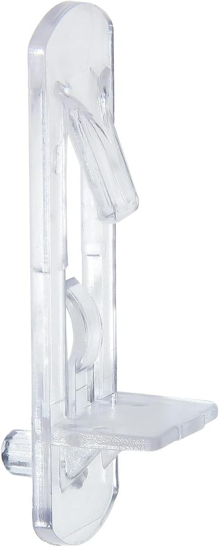 50 Pcs Plastic Locking Shelf Pins 5mm, 3/4" Clear Plastic Locking Shelf Support Peg Clips for 4.5-5mm Diameter Peg Hole & Slightly Larger Than 20-21mm Cabinet Shelves