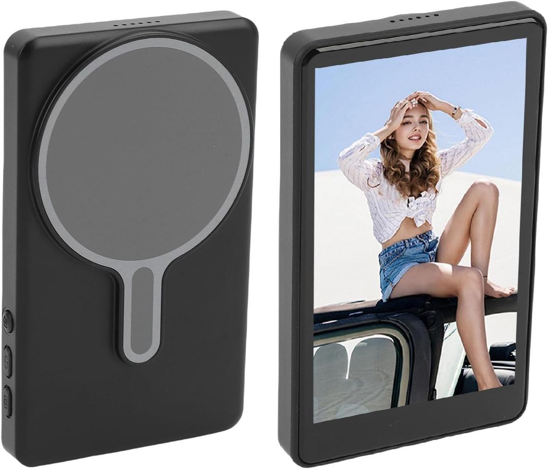 Bewinner Phone Vlog Selfie Screen, 3.97 Inches Magnetic Phone Wireless Selfie Monitor Screen, 2.4G 5G Dual Band, WiFi 4K Recorder Rear Back Camera for Vlog Live Stream TikTok (Black)