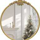 Round Gold Mirror,28inch Baroque Style Vintage Decorative Circle Wall Mirror for Living Room, Bedroom, Bathroom, and Entryway,Antique Gold