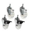 Castor Wheels 2-inch 8 * 15 Screw Brake Transparent Wheel Screw Threaded Stem Casters Office Chair Caster Wheel Clear Swivel Casters with Brake for Sofa Chair Cabinet Casters Wheels