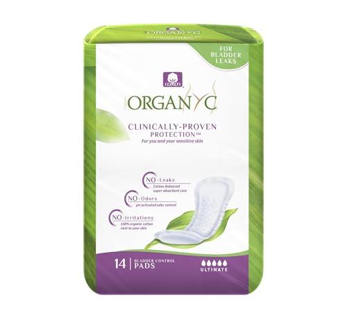 Organyc Certified Organic Cotton Pads for Incontinence, Certified Odor Control, Free from Perfumes, Dyes, Plastics, and Chemicals, FSA/HSA Eligible, Ultimate Flow, 14 Count(Pack of 3)