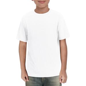 ZDC Boys Short Sleeve T Shirts Kids Summer Crewneck Tops Loose Fit Basic Tees 11-12 Years (White)
