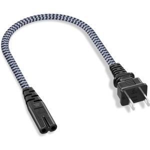 Short 2 Prong Power Cord, Goalfish 1FT/0.3M Power Cable 7A 125V TV Power Cord 18AWG Power Cable Replacement for Sony PS5, PS4, PS3, Game Console, Speaker, Monitor, HDTV, 4K TV, Printer, DV Camera (Grey)