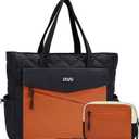 Women's Travel Tote Bag - Large Capacity Single Shoulder Carry-On, Lightweight Weekender Organizer for Work & Travel (Black-brown)