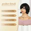 MIMAN 8 Inch Chin Length Bob Wigs for Black Women Human Hair Glueless Wig Short Black Layered Wavy Pixie Wigs with Bangs Natural Black Hair Replacement Wig
