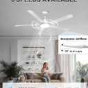 Ohniyou 60'' Ceiling Fan with Lights, Industrial Ceiling Fan with 5 Aluminum Blades, App/Remote Controlled, Dimmable, for Outdoor Patio, Living Room, White