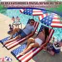 Briwooody 2 Set 4th of July Patriotic Beach Chairs with Umbrella American Flag Portable Beach Lounger Lightweight Foldable Outdoor Lounger Chair for Outdoor Travel Sunbathing Camping