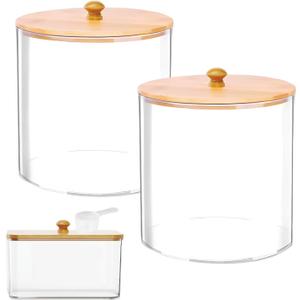 3 Pack Large Laundry Pods Container & Dryer Sheet Holder Set, Plastic Laundry Organization Jars with Lids, Labels, Scoops & Scent Booster Spoons for Detergent and Powder