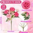 peonies artificial flowers 12 Bundles pink flowers bouquet, Lifelike Silk Fake Peonies with Stems for Home Table Centerpieces, Wedding, Party & DIY Bridal Floral Arrangements (Rose red + pink)