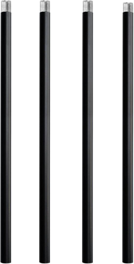 Matte Black M12 Threaded Extension Rod for Pendant Light, Island Lighting, Chandeliers,lighting fixture downrods & stems,12 Inches 13.5mm OD (0.531) x 300mm L (11.81)