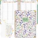 2025-2026 Appointment Book, Hardcover Planner 15 Months Weekly and Monthly (October 2025 - December 2026), 8.5"x11" Daily Hourly Planner 60-Minute time Slots, Spiral Calendar Schedule Book for Work School Teacher Student, Purple Floral