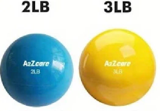 A2ZCARE Toning Ball - Weighted Toning Exercise Ball - Soft Weighted Medicine Ball for Pilates, Yoga, Physical Therapy and Fitness (Blue (2lbs) and Yellow (3lbs))