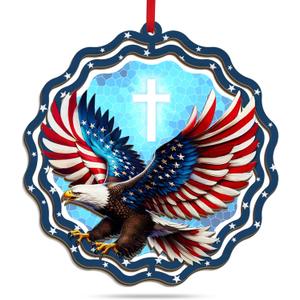 4 x FLAGWIX Christmas Bald Eagle Gifts for Men Women - American Eagle Suncatcher Ornaments 2025 for Tree Decorations - Christmas Ornaments for Home Decor, Eagles Gifts for Mom Dad, Friend Gift Ideas