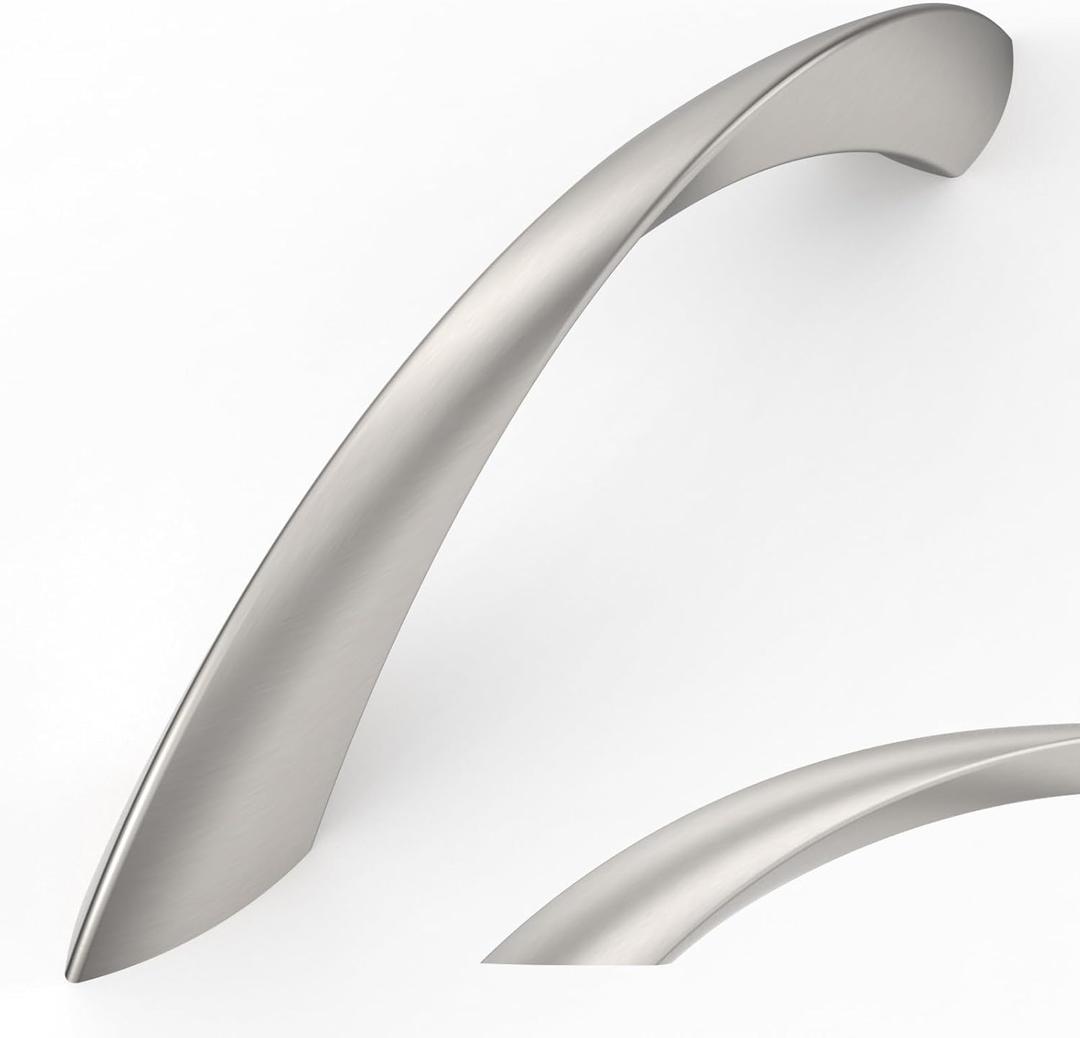 Amerdeco 10 Pack Brushed Satin Nickel Cabinet Pulls 3 Inch(76mm) Hole Center Cabinet Hardware Kitchen Cabinet Handles for Bathroom Drawer Pulls Dresser Pulls ZH0048