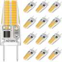 12-Pack G8 LED Bulb Dimmable, 120V 20W 25W T4 JCD Type Bi-Pin Halogen Replacement for Under Cabinet Puck Lighting, Warm White 3000K