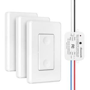 DEWENWILS Wireless Wall Light Switch Kit, No WiFi Needed Remote Control Switch for Small Appliance, Lamps, Lighting Fixture, No in-Wall Wiring, Long RF Range, 3 Pack Switches+1 Receiver