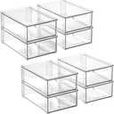 mDesign Plastic Stackable Bathroom Storage Organizer Bin with Pull Out Drawer for Cabinet, Vanity, Shelf, Cupboard, Cabinet, or Closet Organization - Lumiere Collection - 8 Pack - (Clear, 8 x 12 x 4)