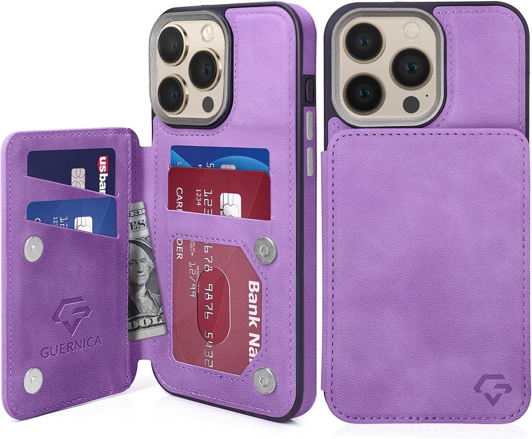 GUERNICA for iPhone 15 Pro Max Wallet Case with RFID Blocking Card Holder for Women Men, Kickstand Shockproof Phone Case for iPhone 15 Pro Max(6.7"),Light Purple